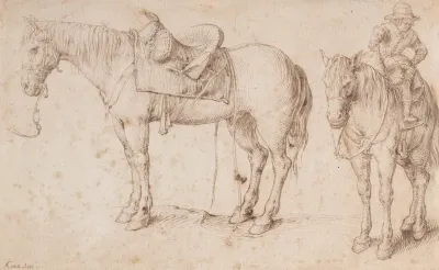 Two Studies Of A Saddled Horse And Of A Horse With A Boy Astride