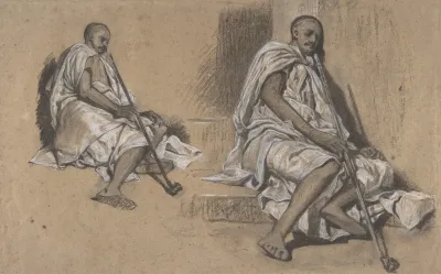 Two Studies Of A Seated Arab With A Pipe
