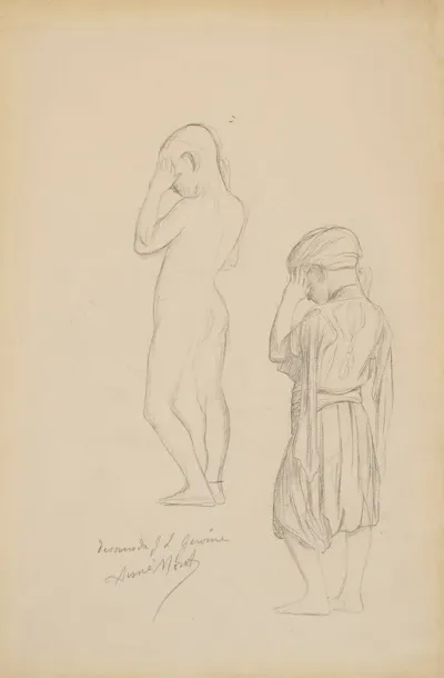 Two Studies Of A Standing Boy Holding His Hands Up In Prayer