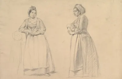 Two Studies Of A Woman In Peasant Costume