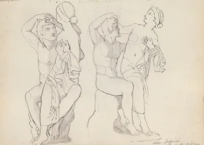 Two Studies Of The Seated Satyr And Nymph Villa Ludovisi Rome