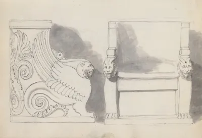 Two Studies Of The Throne Of Gregory The Great Church Of San Gregorio Magno Rome
