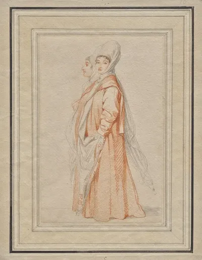 Two Veiled Young Women Probably Lilla Amnani And Her Sister