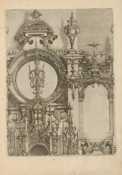 Two Windows Decorated With Foliage And Gothic Shapes