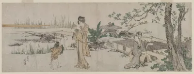 Two Women And A Child Beside A Goldfish Tank