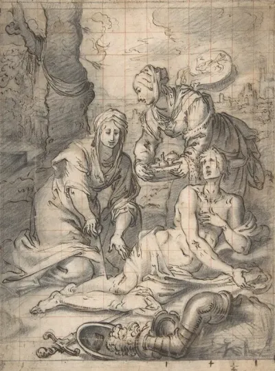 Two Women Annointing The Wounds Of Saint Sebastian