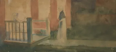 Two Women Conversing On A Porch
