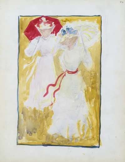 Two Women Crossing A Field