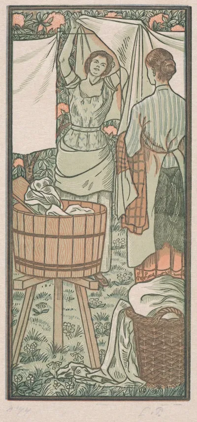 Two Women Hanging Up Their Wash