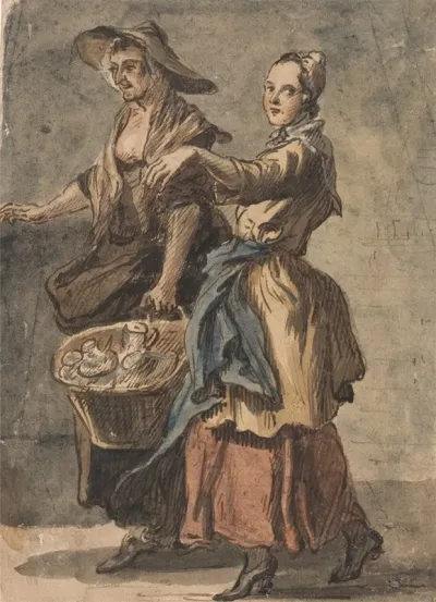 Two Women Holding A Basket 2