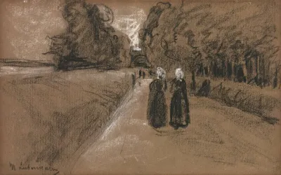 Two Women On An Alley Along The Zuiderzee
