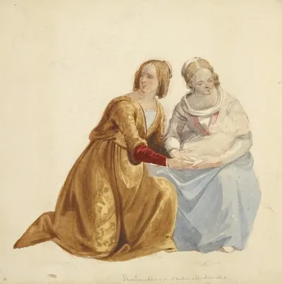 Two Women One Holding Infant Ghirlandio Santa M Novello
