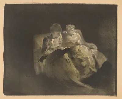 Two Women Reading On A Bench