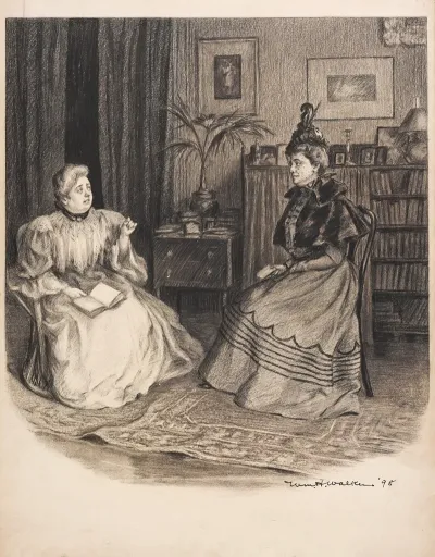Two Women Seated With Books