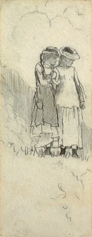 Two Young Girls In A Field