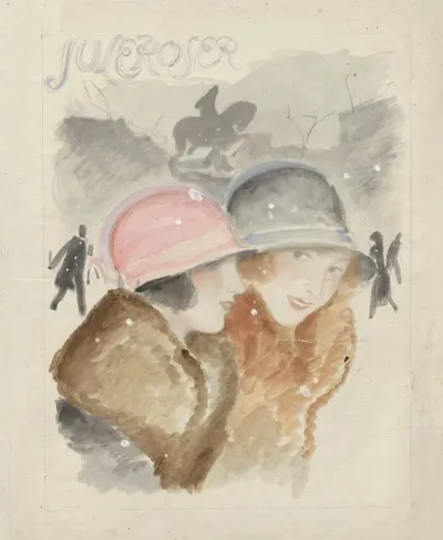 Two Young Ladies On The Street In Snowy Weather