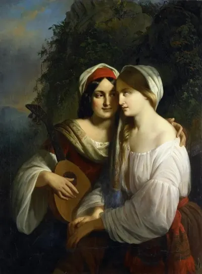 Two Young Women In Italian Costume