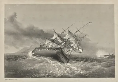 U S Frigate Savannah Struck By A Heavy Squall When Entering The Harbor Of Rio De Janeiro Between The Hours Of 7 8 On The Evening Of July 5th 1856