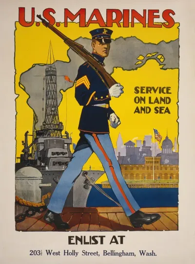 U S Marine Corps Service On Land And Sea