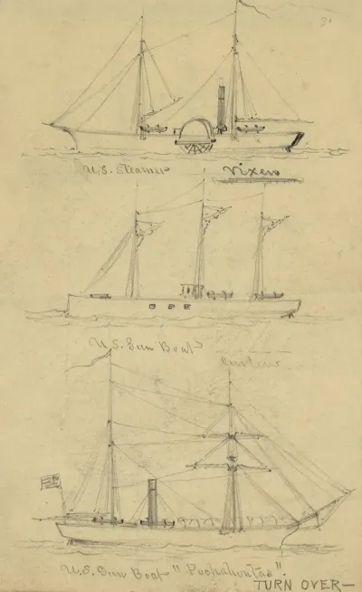 U S Steamer Vixen U S Gun Boat Curlew And U S Gun Boat Pochahontas
