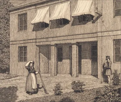 Udenfor En Villa Illustration Til Linearperspectiven Tavle V
