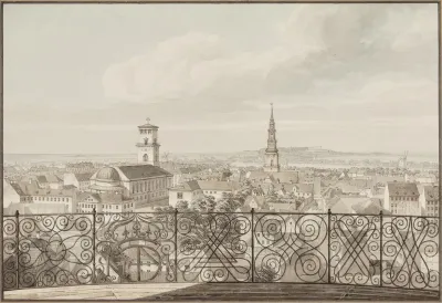 Udsigt Fra Rundetarn Over Kobenhavn Til Frederiksberg Slot