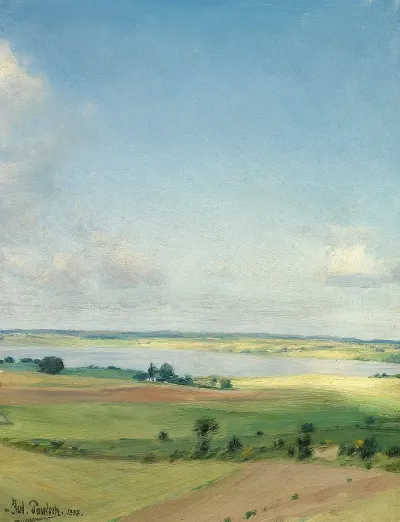 Udsigt Over Bakket Landskab Hoj Himmel
