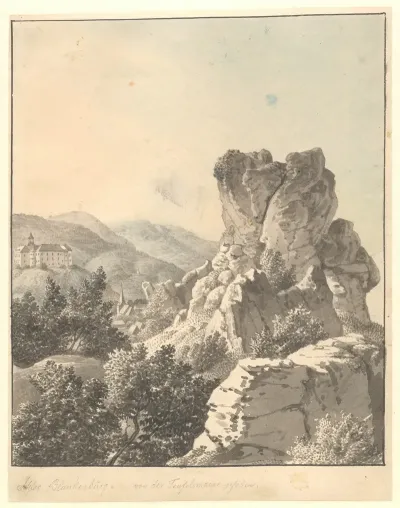 Udsigt Ved Harzen Fra Teufelsmauer Mod Schloss Blankenburg