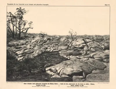 Ueber Bebautes Land Geflossener Lavastrom Des Kilauea Hawai Eruption Von 1885