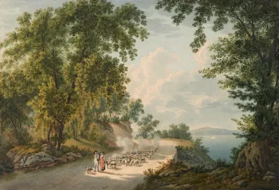 Uferlandschaft Mit See Und Schafherde