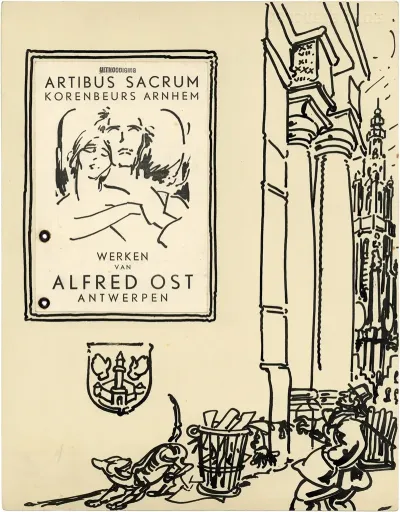 Uitnodiging Tentoonstelling Artibus Sacrum Arbhem Werken Van Alfred Ost Antwerpen