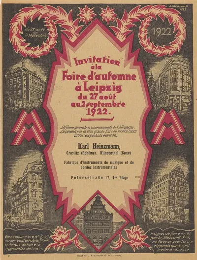 Uitnodiging Van Instrumentenmaker Karl Heinzmann Voor De Voorjaarsmarkt In Leipzig