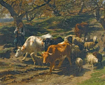 Un Berger Avec Son Troupeau