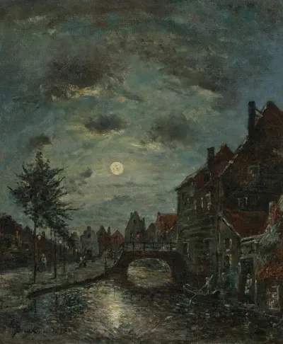 Un Canal Interieur A Dordrecht Claire De Lune