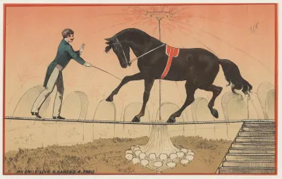 Un Dompteur Et Un Cheval Sont Sur Un Fil