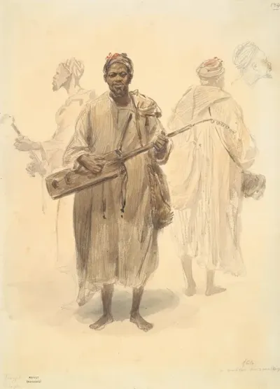 Un Maure Musicien Des Rues A Tanger A Moorish Street Musician In Tangier