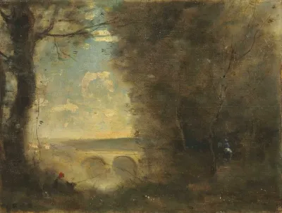 Un Pecheur A La Ligne Souvenir Du Pont De Mantes