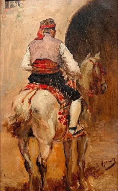 Un Picador En Un Caballo Gris