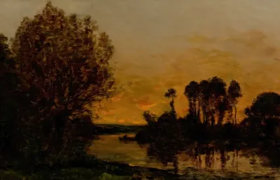 Un Soleil Couchant Au Rive