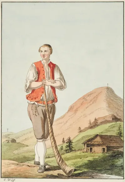 Un Vacher Du Rigiberg Dans Le Canton De Switz