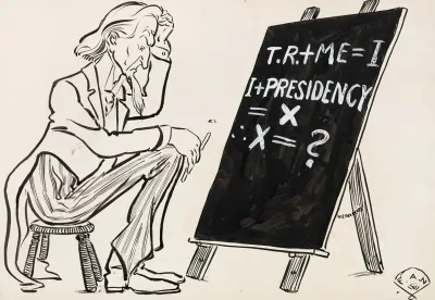 Uncle Sam Contemplating Problem On Chalkboard