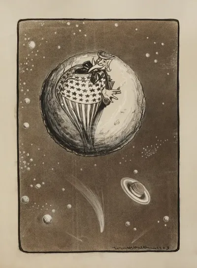 Uncle Sam Depicted As The Man On The Moon