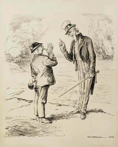 Uncle Sam Naughty Naughty If I Catch You Again Blowing Up Munitions Plants And Putting Bombs On Ships I Shall Fine You A Dollar