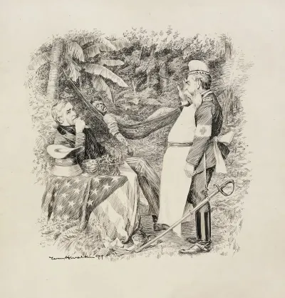 Uncle Sam Speaks To A Man In Red Cross Uniform