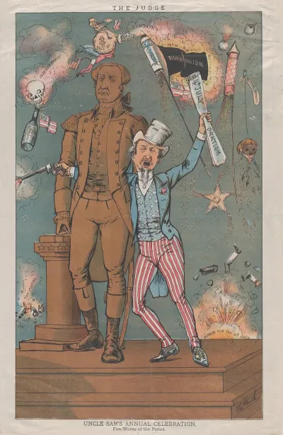 Uncle Sams Annual Celebration Fire Works Of The Period