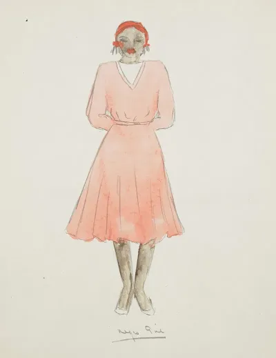 Uncle Toms Cabin Pink Dress With White Undershirt Red Bandana