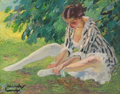 Undressing Sitting In The Grass