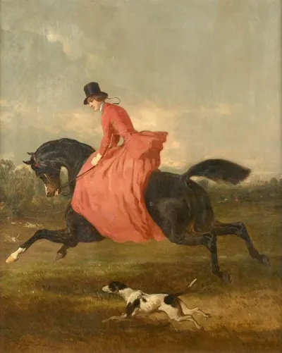 Une Amazone A La Robe Rouge Dans Un Paysage