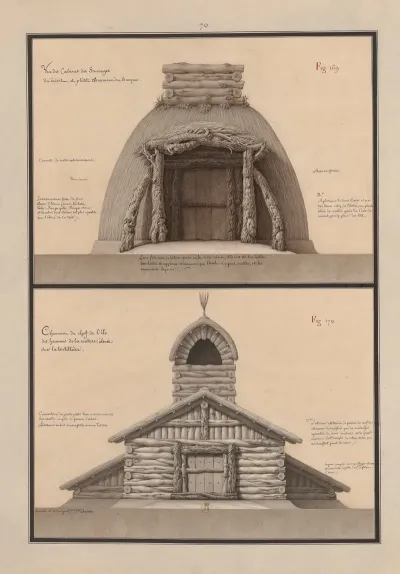Une Des Cabanes Des Sauvages Du Desert Et Plutot Chaumine Ou Bicoque Chaumiere Du Chef De Lile Des Hommes De La Nature Elevee Sur La Tortilliere