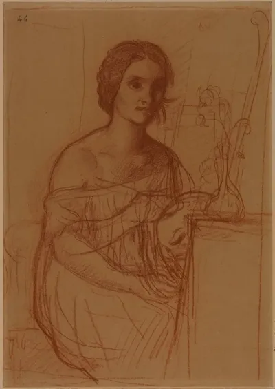 Une Femme Assise Peignant Un Vase